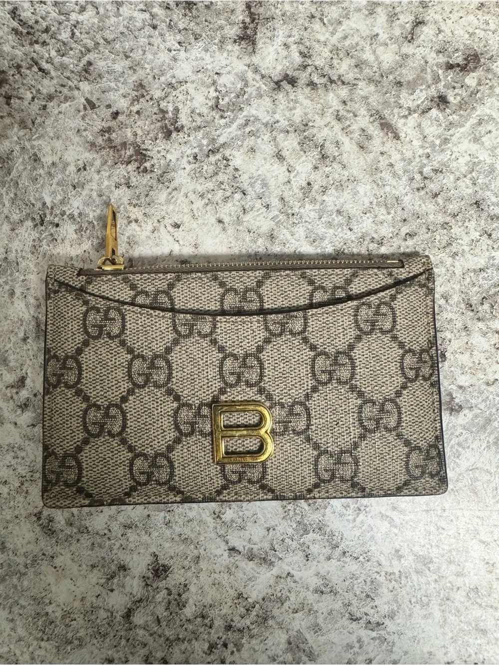 Balenciaga x Gucci Monogram Zip Card Case